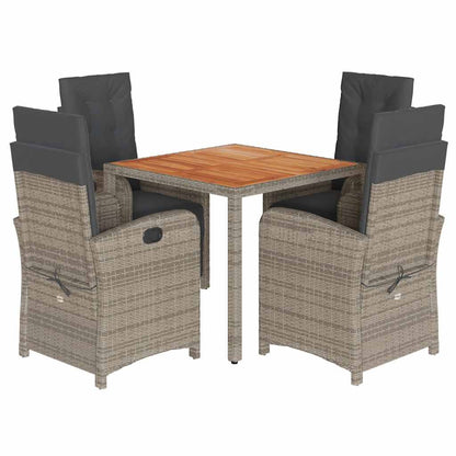 Set da Pranzo da Giardino 5 pz con Cuscini in Polyrattan Grigio | homemem39