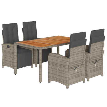 Set da Pranzo da Giardino 5 pz con Cuscini in Polyrattan Grigio | homemem39