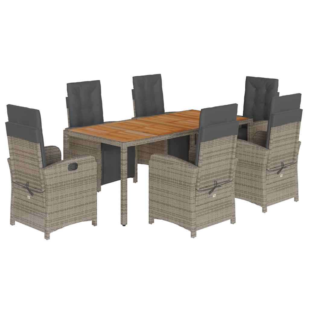Set da Pranzo da Giardino 7 pz con Cuscini in Polyrattan Grigio | homemem39