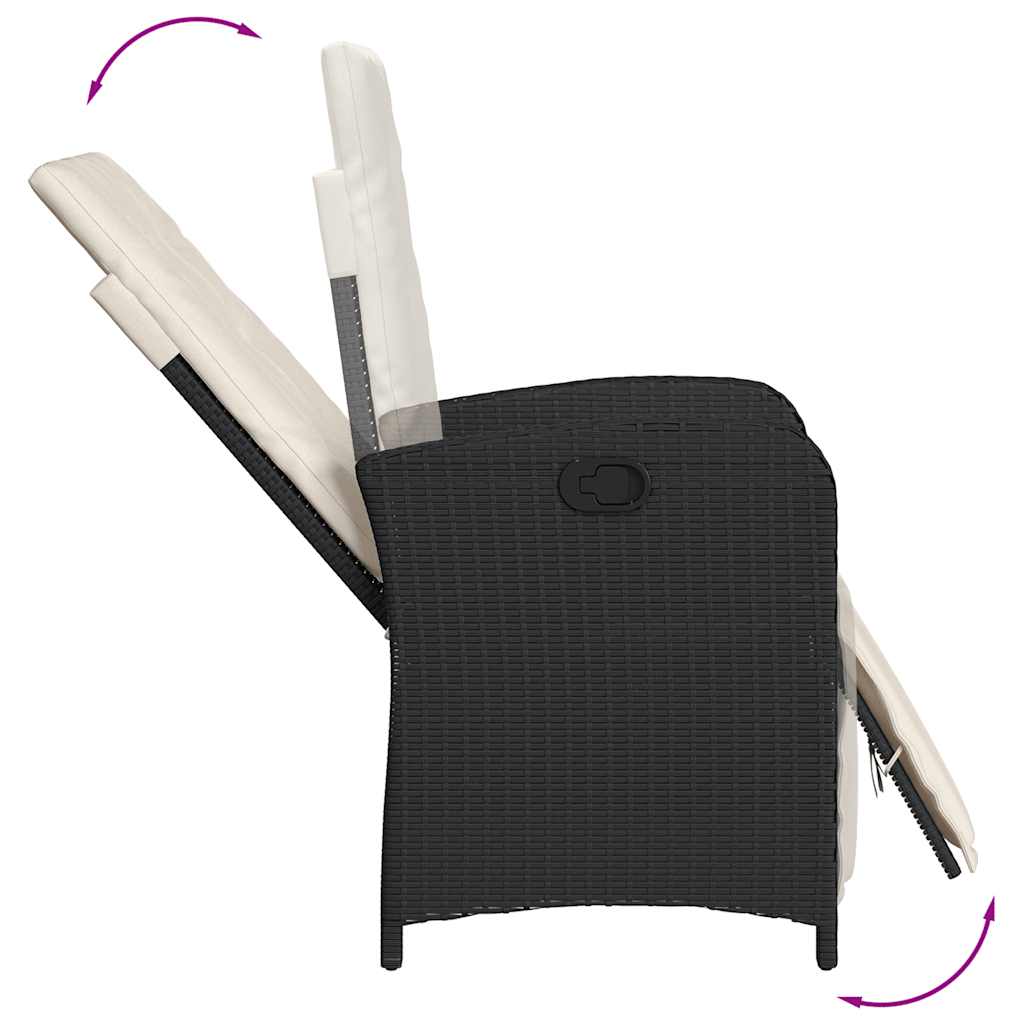Set da Pranzo da Giardino 7 pz Nero con Cuscini in Polyrattan | homemem39