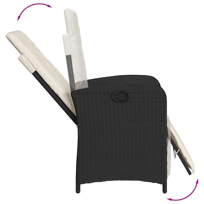 Set da Pranzo da Giardino 7 pz Nero con Cuscini in Polyrattan | homemem39