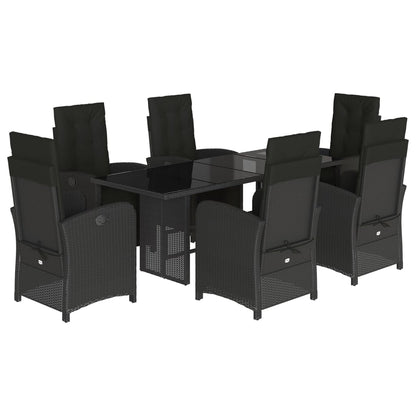 Set da Pranzo da Giardino 7 pz Nero con Cuscini in Polyrattan - homemem39