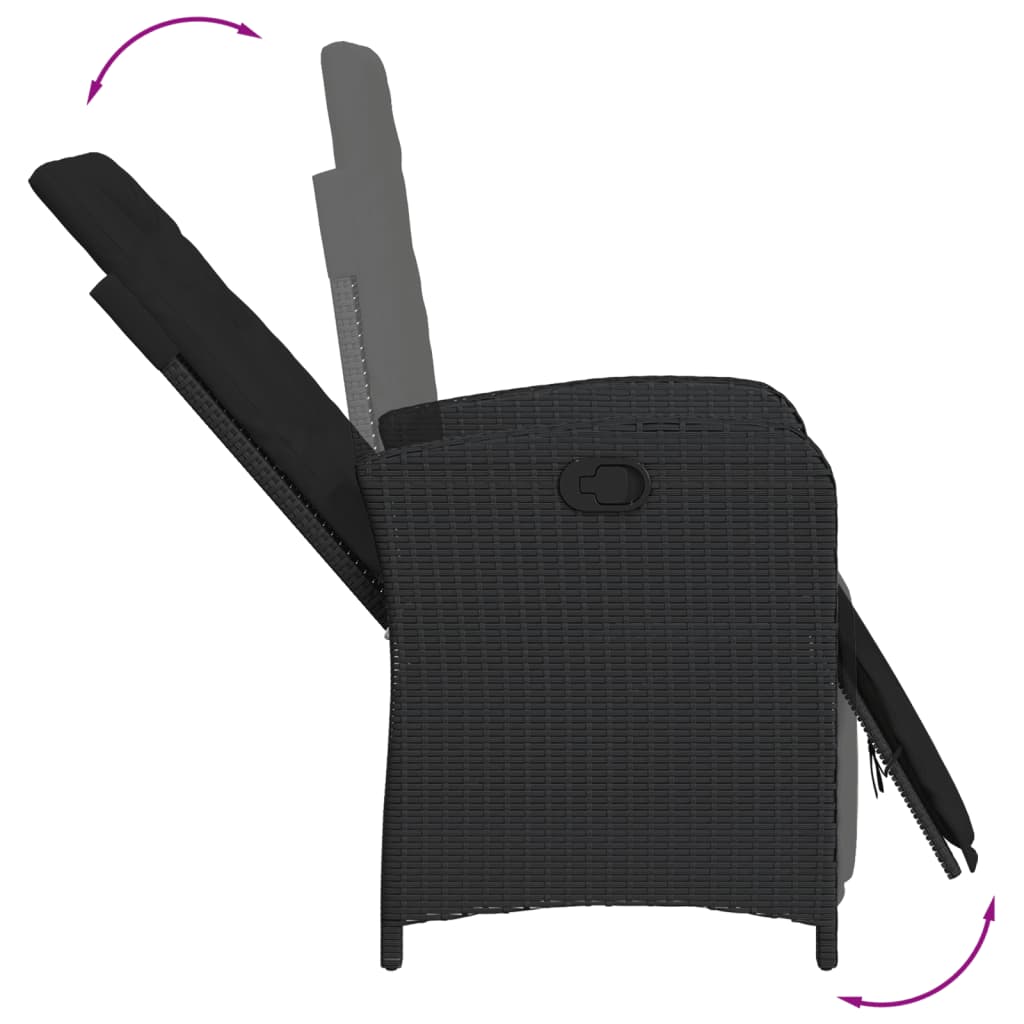 Set da Pranzo da Giardino 9 pz con Cuscini Nero in Polyrattan | homemem39