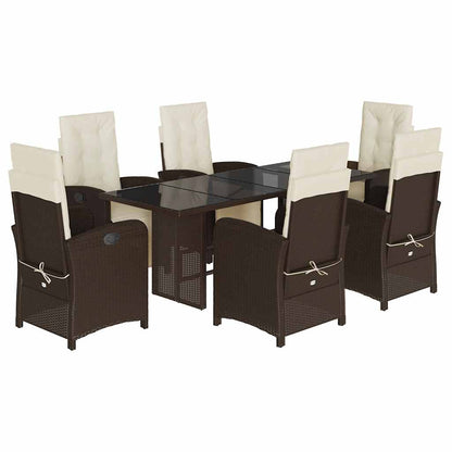 Set da Pranzo da Giardino 7pz con Cuscini in Polyrattan Marrone | homemem39