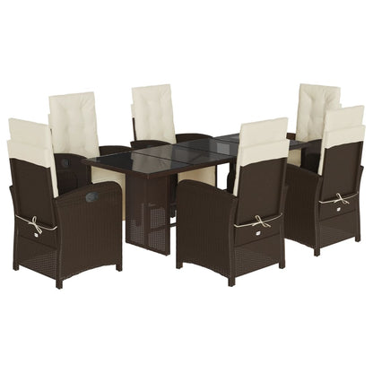 Set da Pranzo da Giardino 7pz con Cuscini in Polyrattan Marrone - homemem39