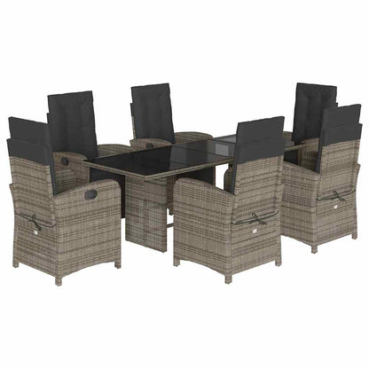 Set da Pranzo da Giardino 7 pz con Cuscini in Polyrattan Grigio | homemem39