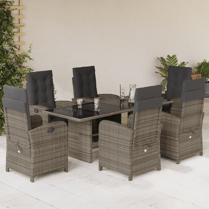 Set da Pranzo da Giardino 7 pz con Cuscini in Polyrattan Grigio | homemem39