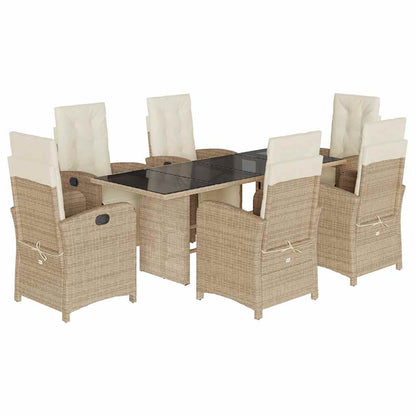 Set da Pranzo da Giardino 7 pz con Cuscini Beige in Polyrattan | homemem39