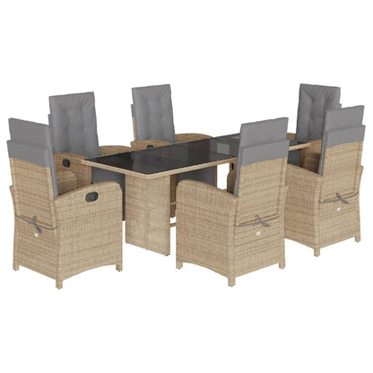 Set da Pranzo da Giardino 7 pz con Cuscini Beige in Polyrattan | homemem39