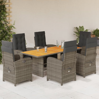 Set da Pranzo da Giardino 7 pz con Cuscini in Polyrattan Grigio | homemem39