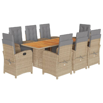 Set da Pranzo da Giardino 9 pz con Cuscini Beige in Polyrattan | homemem39