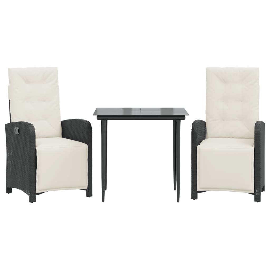 Set da Bistrò 3 pz con Cuscini Nero in Polyrattan | homemem39