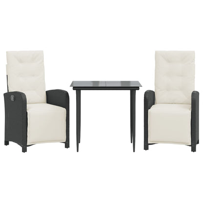 Set da Bistrò 3 pz con Cuscini Nero in Polyrattan | homemem39