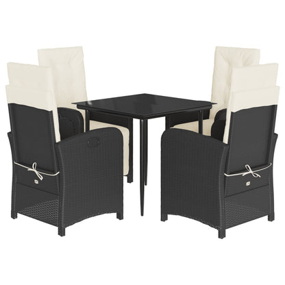 Set da Pranzo da Giardino 5 pz Nero con Cuscini in Polyrattan | homemem39