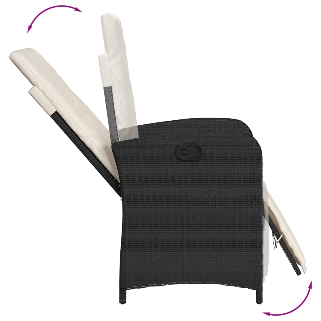 Set da Pranzo da Giardino 5 pz Nero con Cuscini in Polyrattan | homemem39