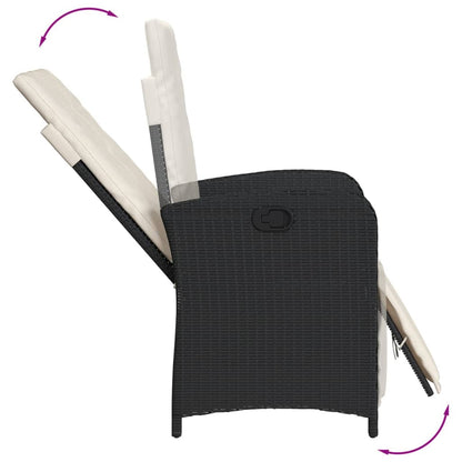Set da Pranzo da Giardino 5 pz Nero con Cuscini in Polyrattan | homemem39