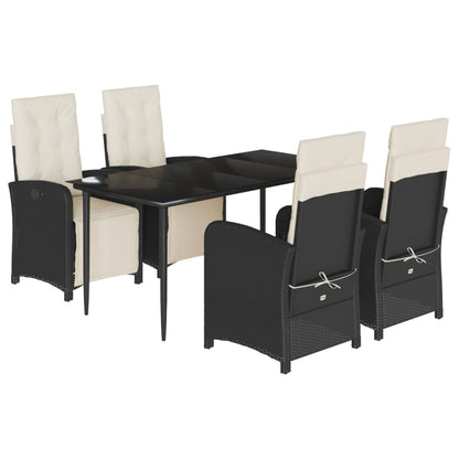 Set da Pranzo da Giardino 5 pz Nero con Cuscini in Polyrattan | homemem39