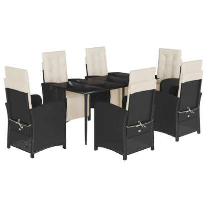 Set da Pranzo da Giardino 7 pz Nero con Cuscini in Polyrattan - homemem39