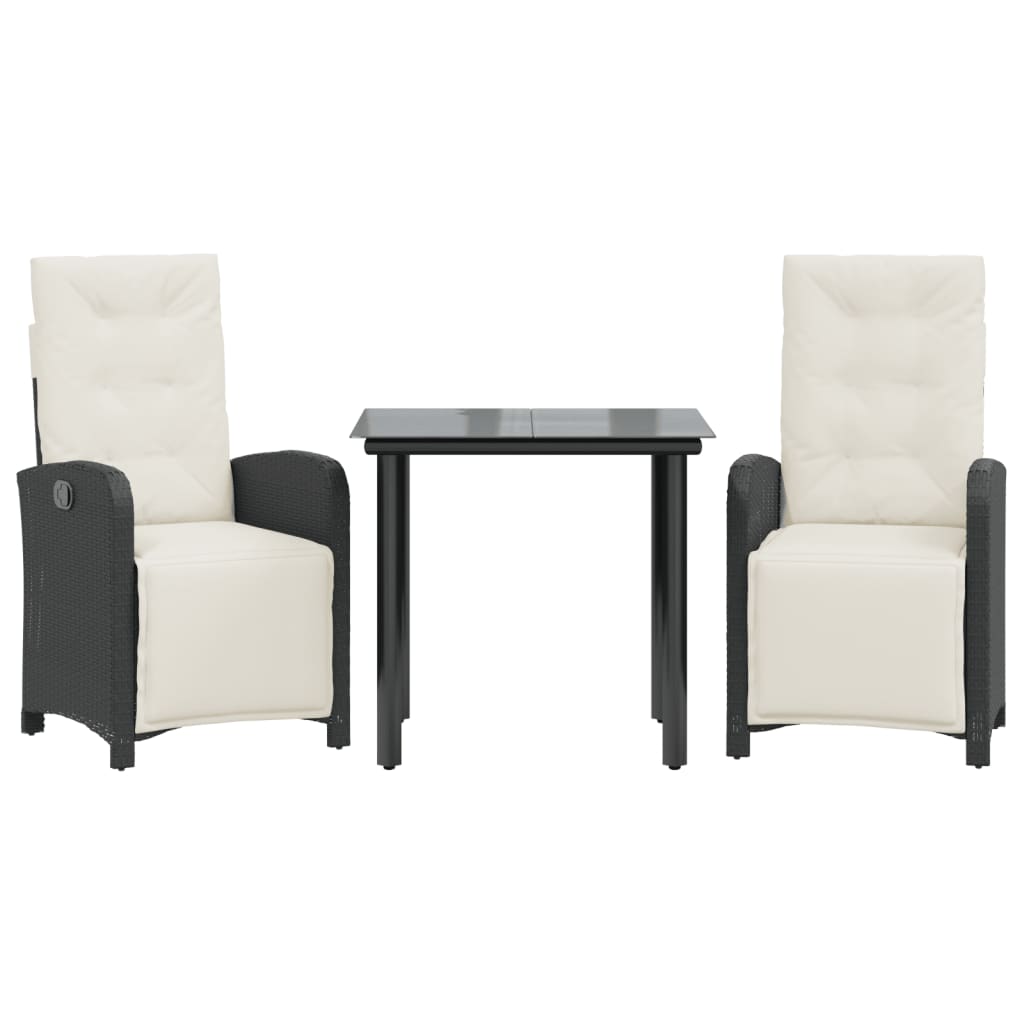 Set da Bistrò 3 pz con Cuscini Nero in Polyrattan - homemem39