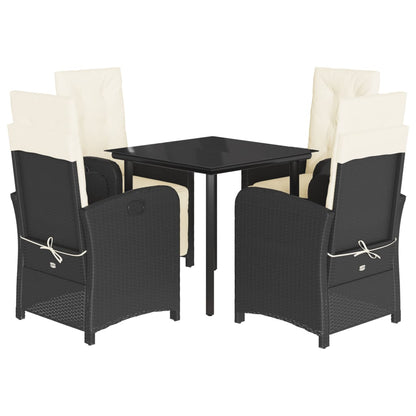 Set da Pranzo da Giardino 5 pz Nero con Cuscini in Polyrattan - homemem39