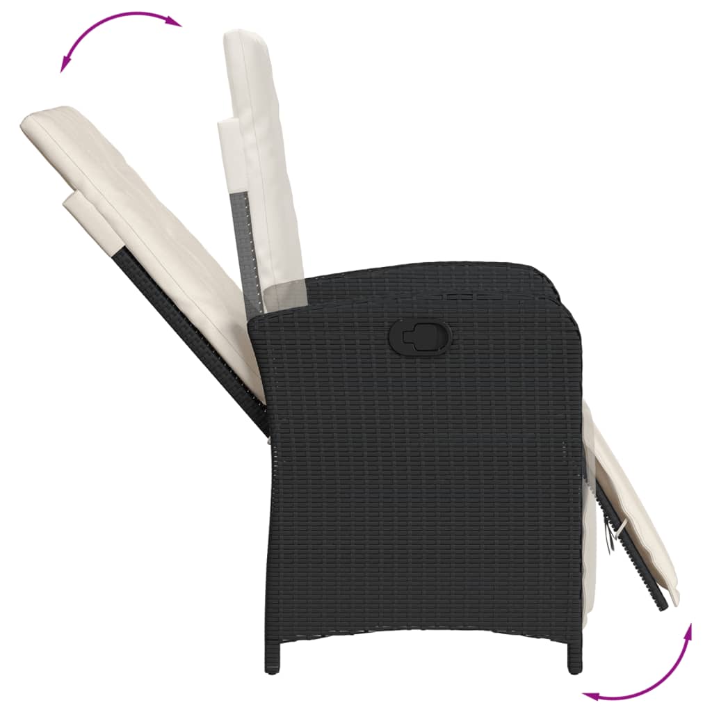 Set da Pranzo da Giardino 5 pz Nero con Cuscini in Polyrattan | homemem39