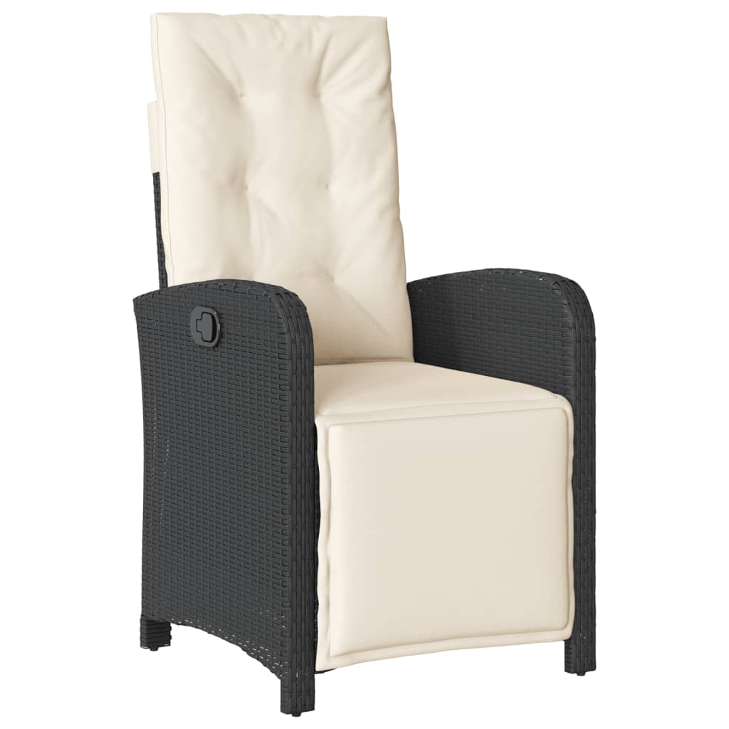 Set da Pranzo da Giardino 7 pz Nero con Cuscini in Polyrattan | homemem39