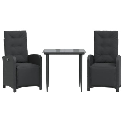 Set da Bistrò 3 pz con Cuscini Nero in Polyrattan | homemem39