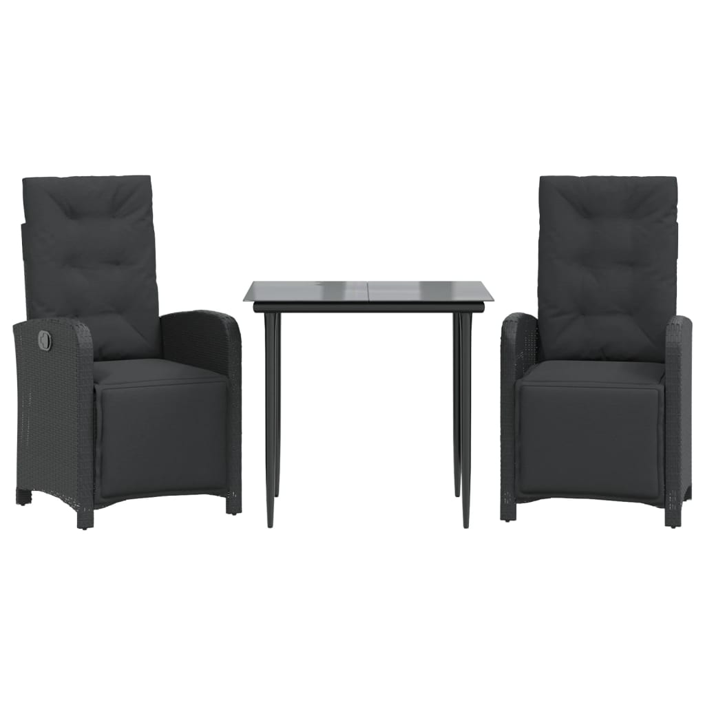 Set da Bistrò 3 pz con Cuscini Nero in Polyrattan - homemem39