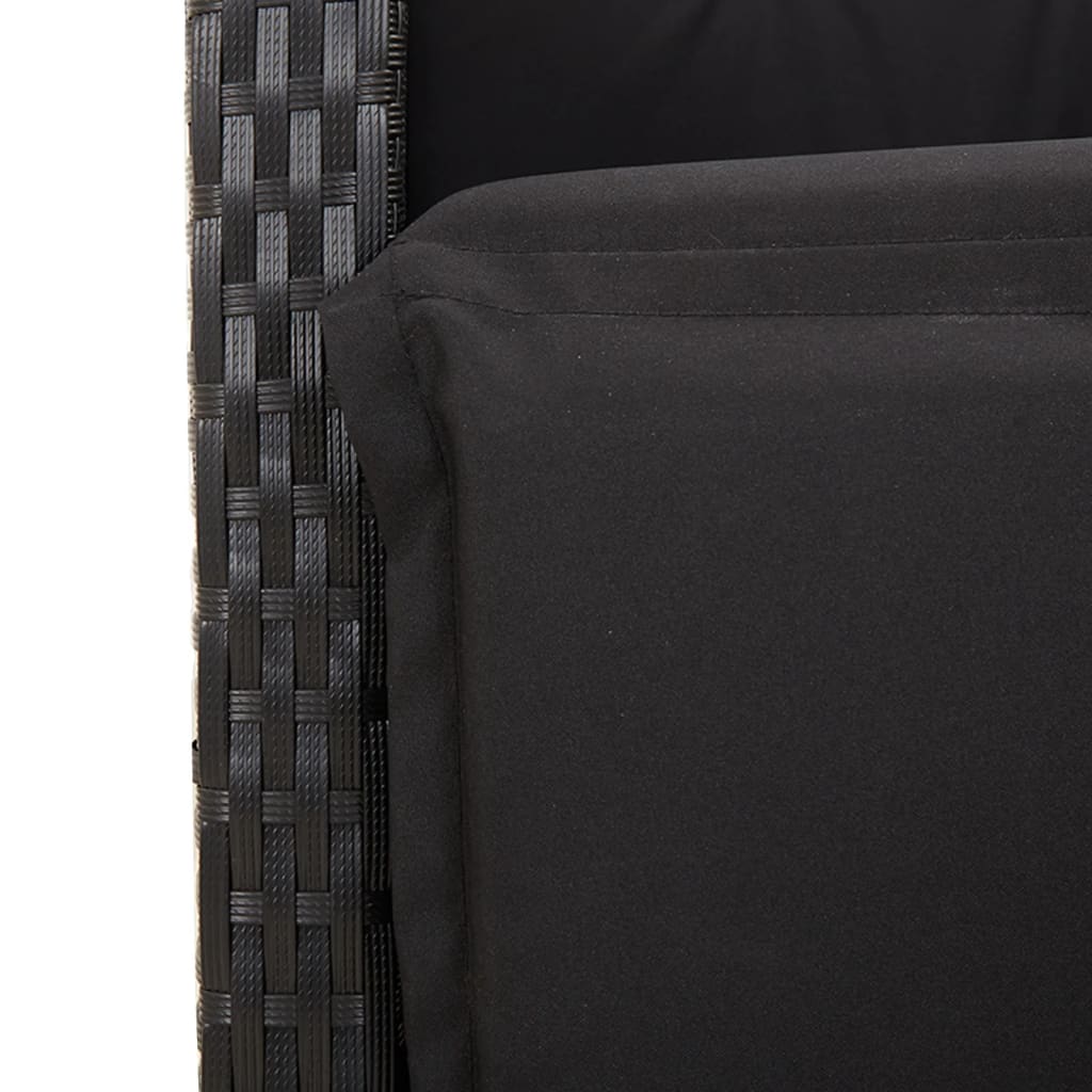 Set da Pranzo da Giardino 7 pz Nero con Cuscini in Polyrattan | homemem39