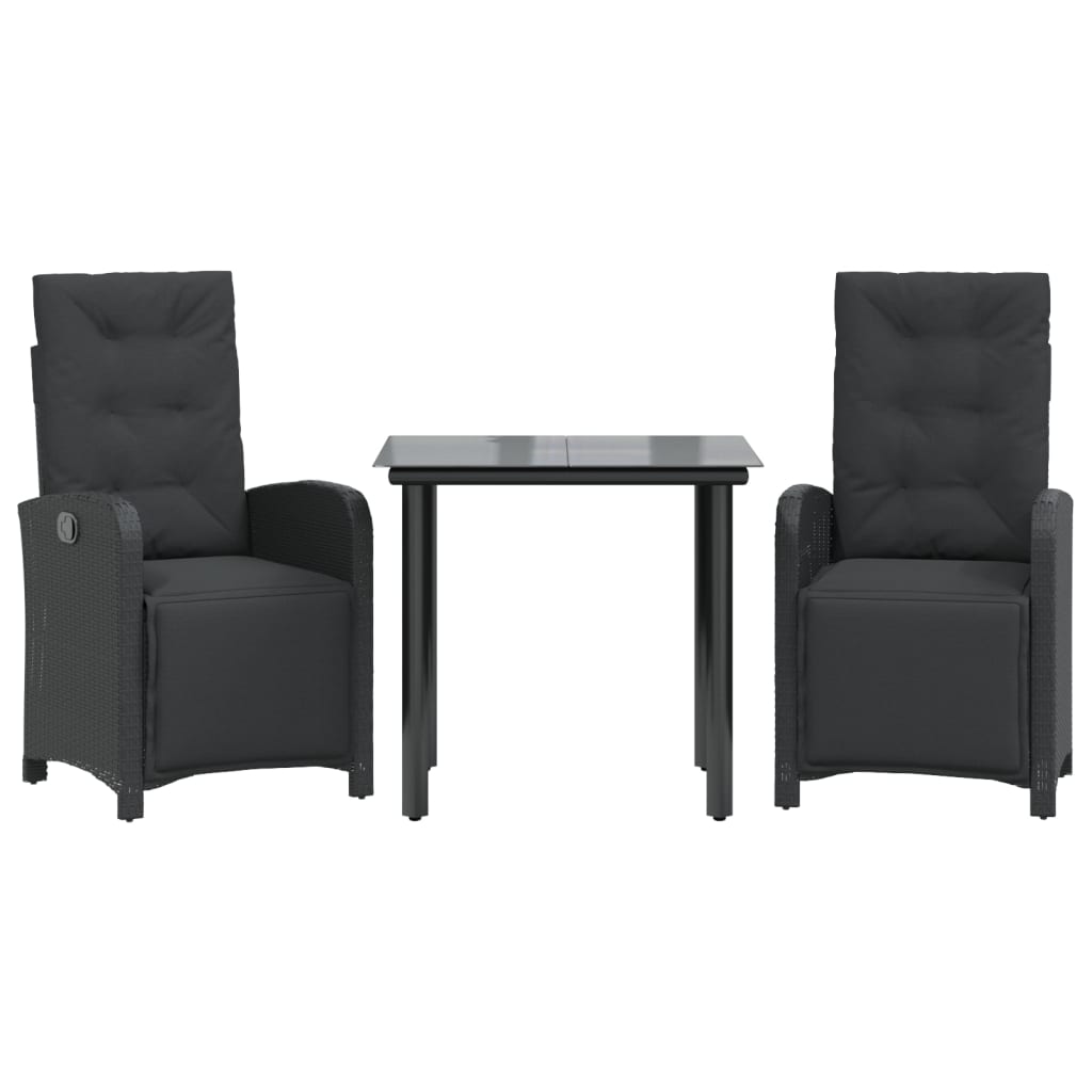 Set da Bistrò 3 pz con Cuscini Nero in Polyrattan - homemem39