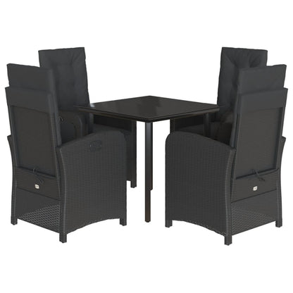 Set da Pranzo da Giardino 5 pz Nero con Cuscini in Polyrattan | homemem39