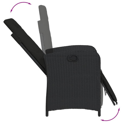 Set da Pranzo da Giardino 5 pz Nero con Cuscini in Polyrattan - homemem39