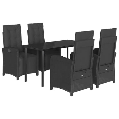 Set da Pranzo da Giardino 5 pz Nero con Cuscini in Polyrattan - homemem39