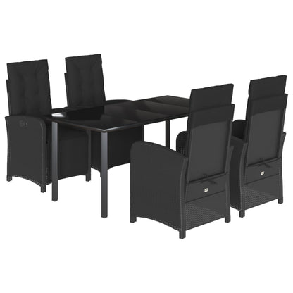 Set da Pranzo da Giardino 5 pz Nero con Cuscini in Polyrattan | homemem39
