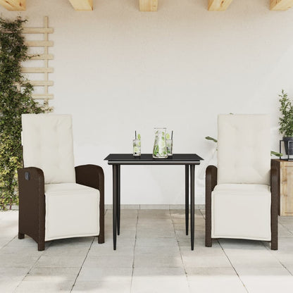 Set Bistrò 3 pz con Cuscini Marrone in Polyrattan - homemem39