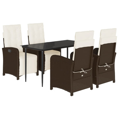 Set da Pranzo da Giardino 5pz con Cuscini in Polyrattan Marrone - homemem39