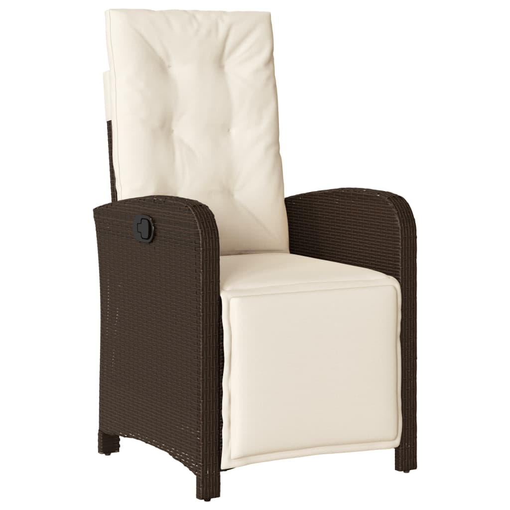 Set da Pranzo da Giardino 5pz con Cuscini in Polyrattan Marrone | homemem39