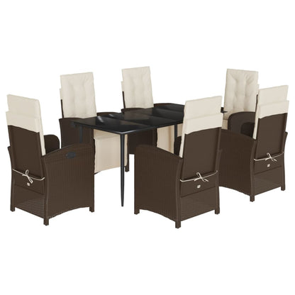 Set da Pranzo da Giardino 7pz con Cuscini in Polyrattan Marrone - homemem39