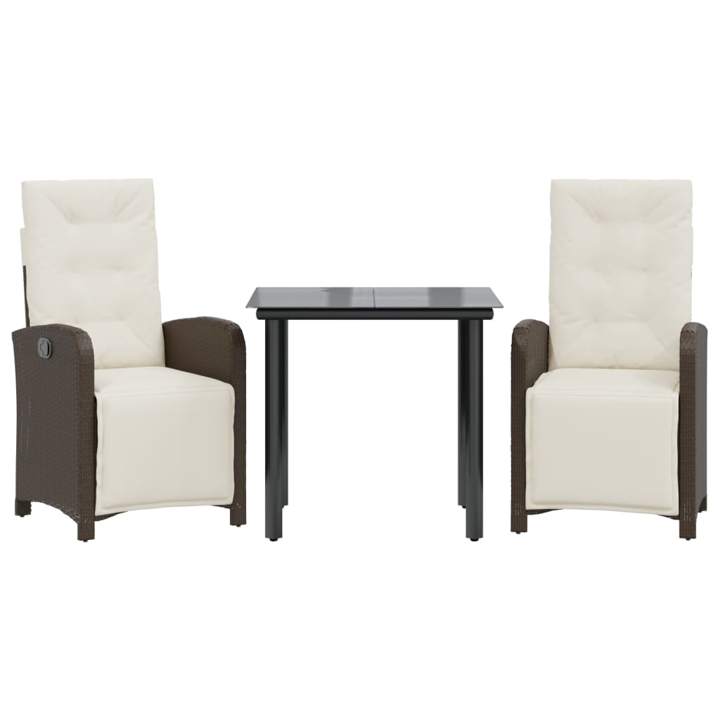 Set Bistrò 3 pz con Cuscini Marrone in Polyrattan - homemem39