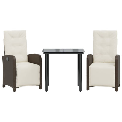 Set Bistrò 3 pz con Cuscini Marrone in Polyrattan - homemem39
