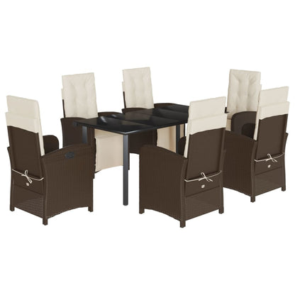 Set da Pranzo da Giardino 7pz con Cuscini in Polyrattan Marrone - homemem39