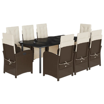 Set da Pranzo da Giardino 9pz con Cuscini Marrone in Polyrattan | homemem39