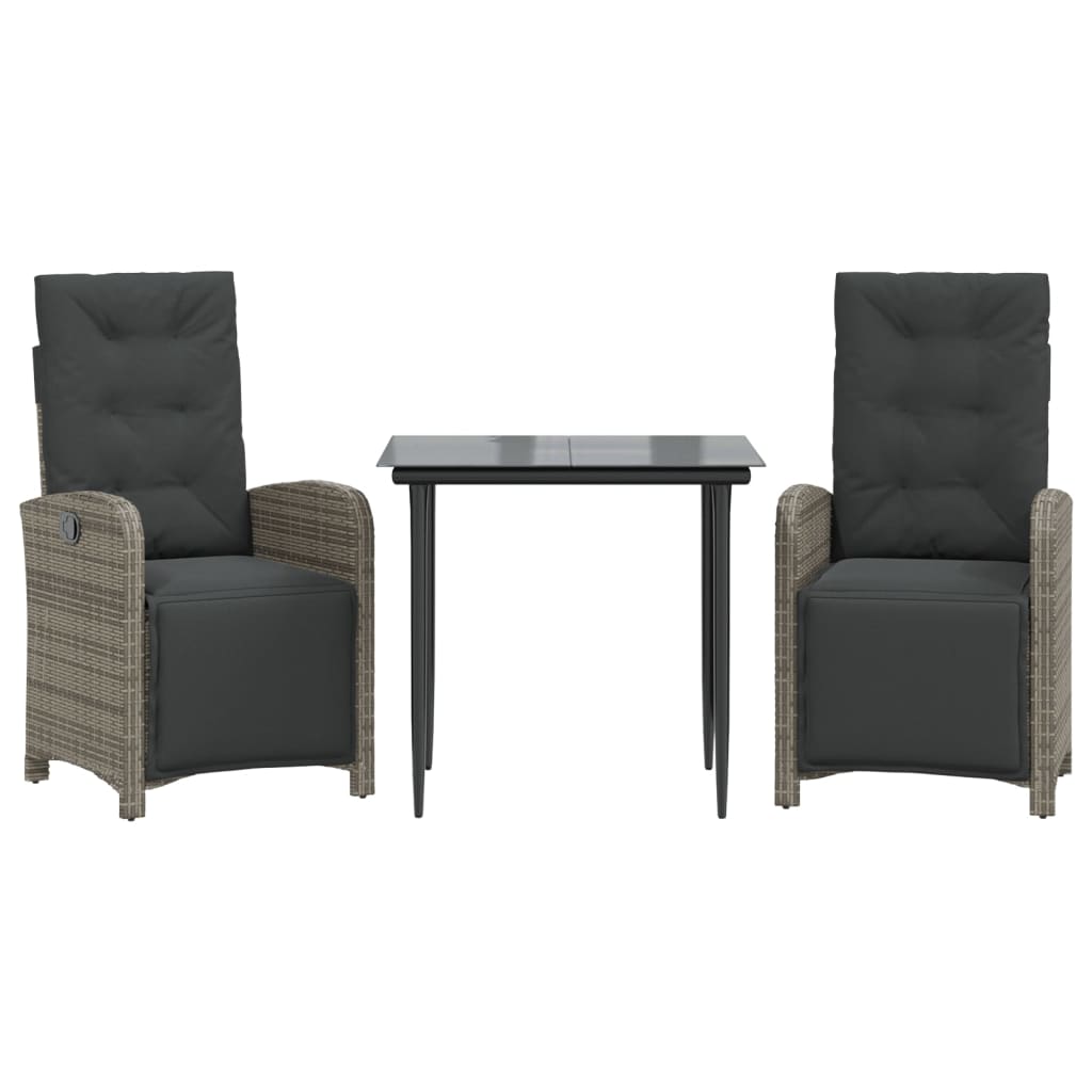 Set da Bistrò 3 pz con Cuscini Grigio in Polyrattan | homemem39