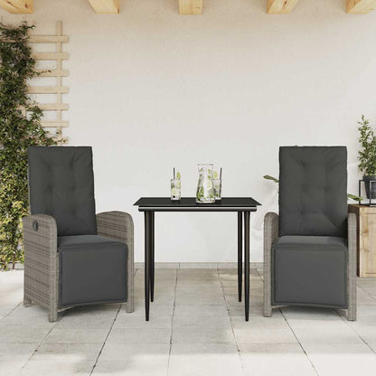 Set da Bistrò 3 pz con Cuscini Grigio in Polyrattan | homemem39