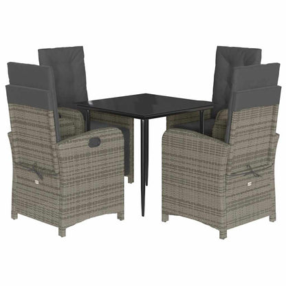 Set da Pranzo da Giardino 5 pz con Cuscini in Polyrattan Grigio | homemem39