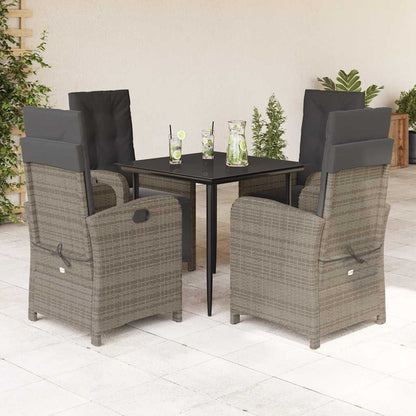 Set da Pranzo da Giardino 5 pz con Cuscini in Polyrattan Grigio | homemem39