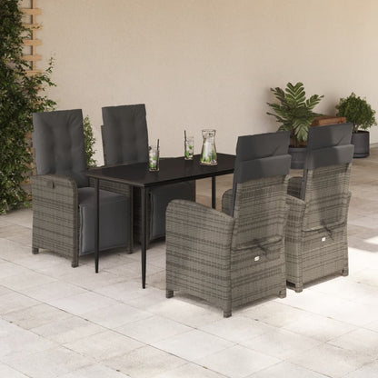 Set da Pranzo da Giardino 5 pz con Cuscini in Polyrattan Grigio | homemem39