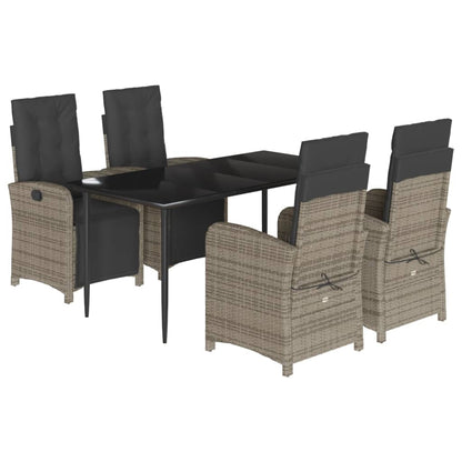 Set da Pranzo da Giardino 5 pz con Cuscini in Polyrattan Grigio | homemem39
