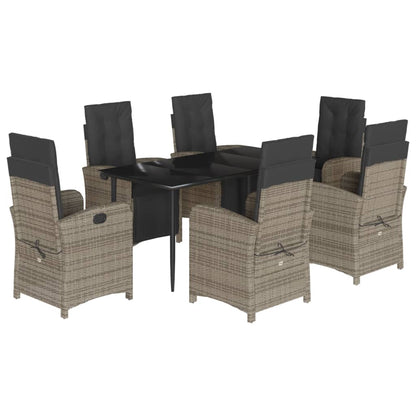 Set da Pranzo da Giardino 7 pz con Cuscini in Polyrattan Grigio - homemem39
