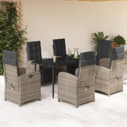Set da Pranzo da Giardino 7 pz con Cuscini in Polyrattan Grigio | homemem39